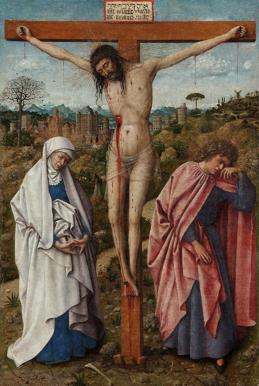 Allemand : Die Kreuzigung Christi Le Christ en croix avec la Vierge et saint Jean - Jan van Eyck