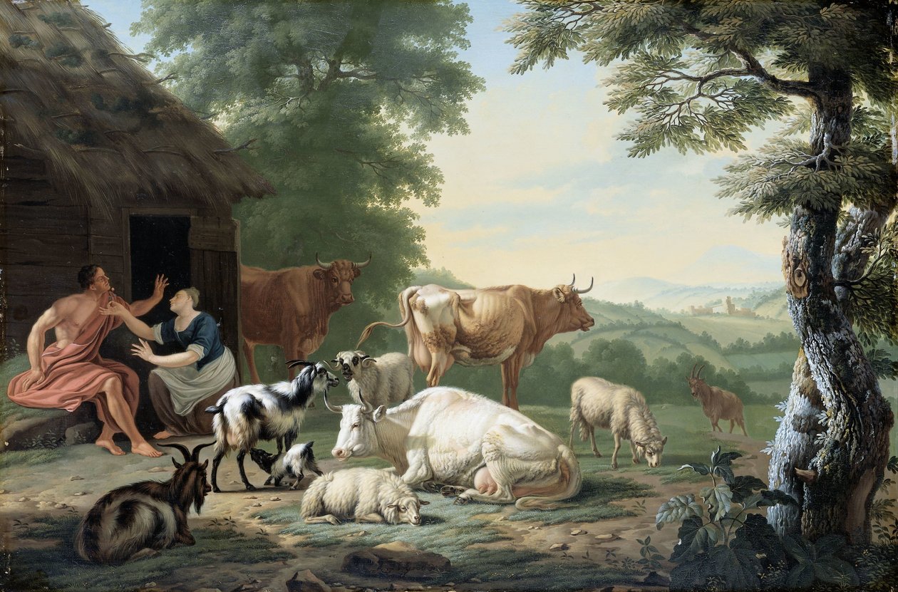 Paysage arcadien avec bergers et bétail - Jan van Gool