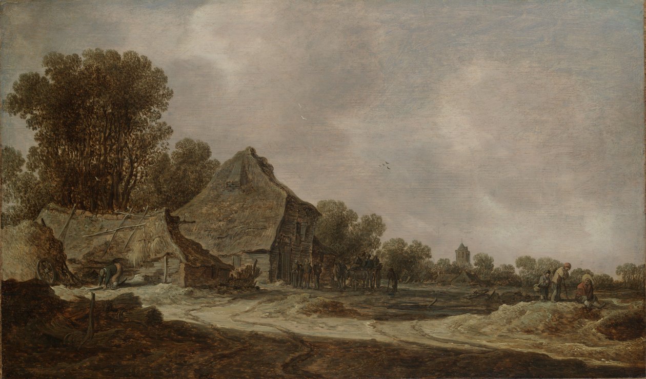 Un chemin sablonneux avec des chaumières - Jan van Goyen
