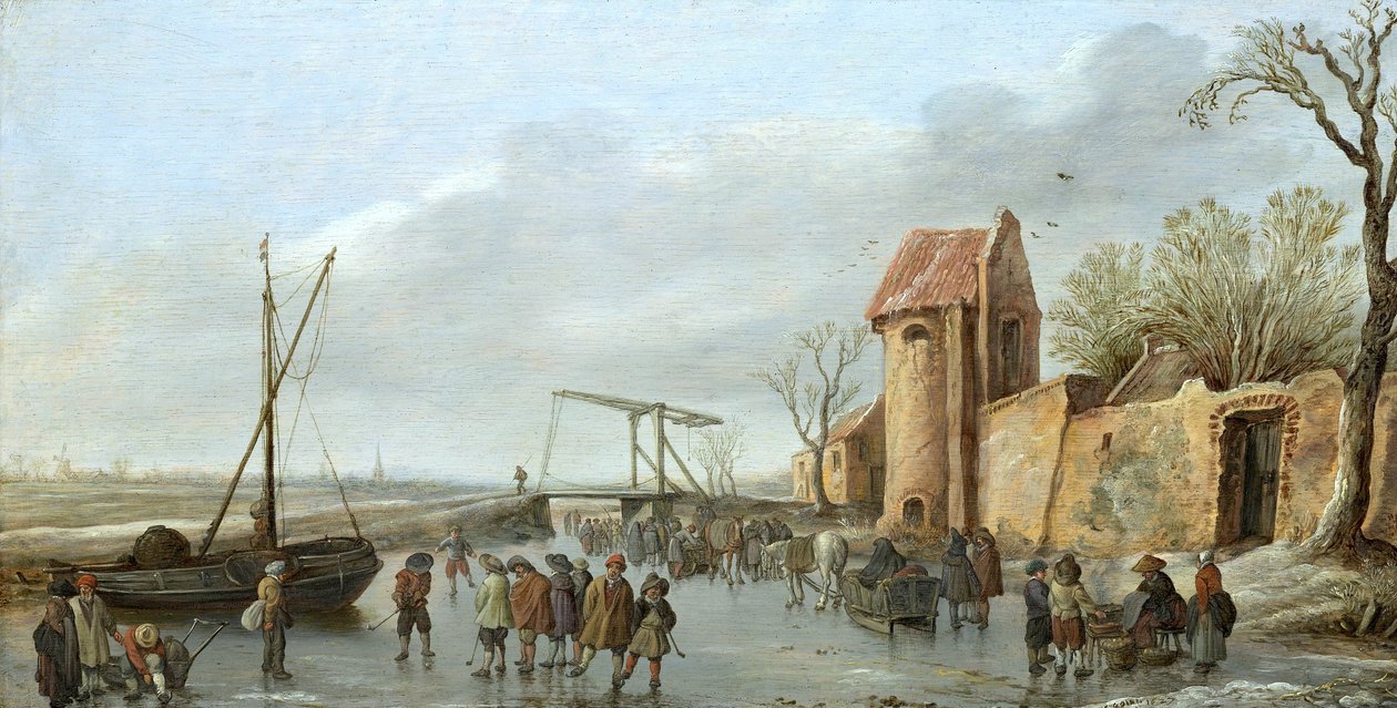 Une scène sur la glace - Jan van Goyen