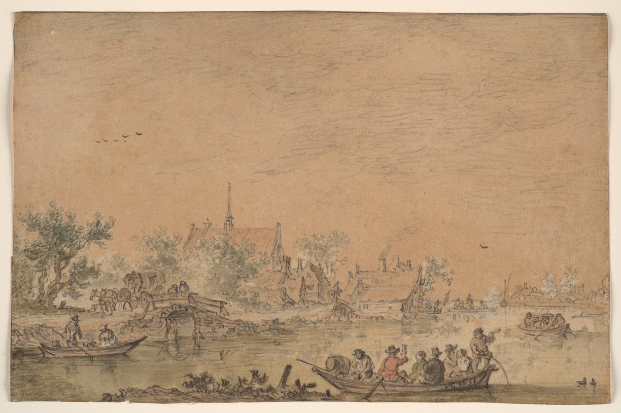 Promenade en bateau sur une rivière - Jan van Goyen