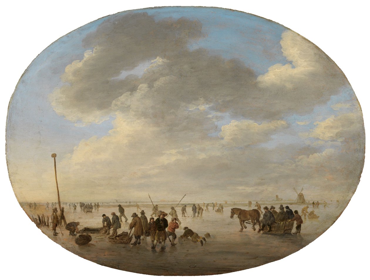 Paysage plat hollandais avec patineurs - Jan van Goyen