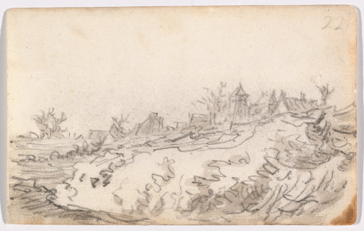 Village sur une colline ensoleillée - Jan van Goyen
