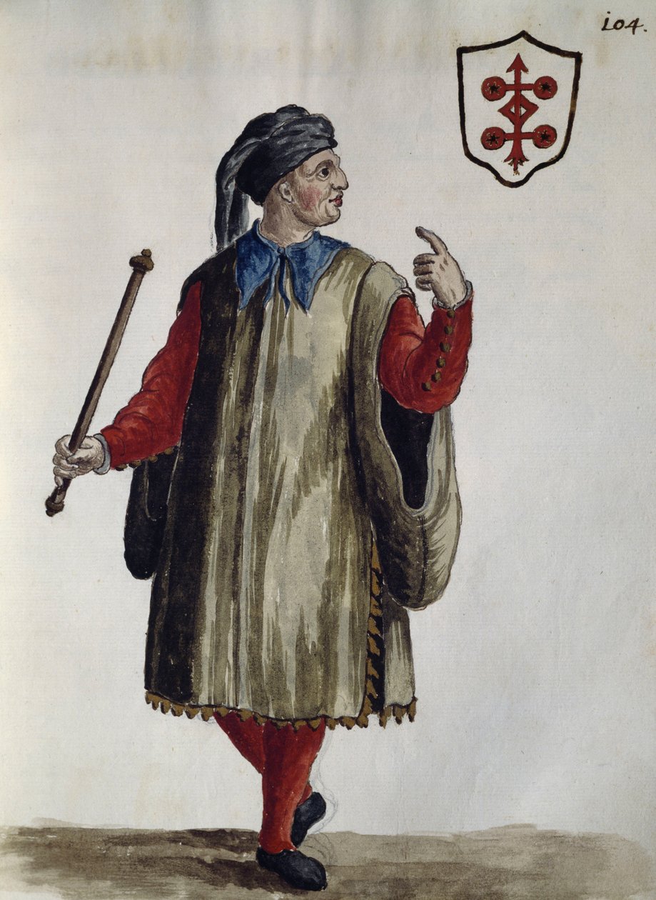 Robe carrare, aquarelle des vêtements vénitiens, de presque tous les âges, recueillis et peints au XVIIIe siècle - Jan van Grevenbroeck
