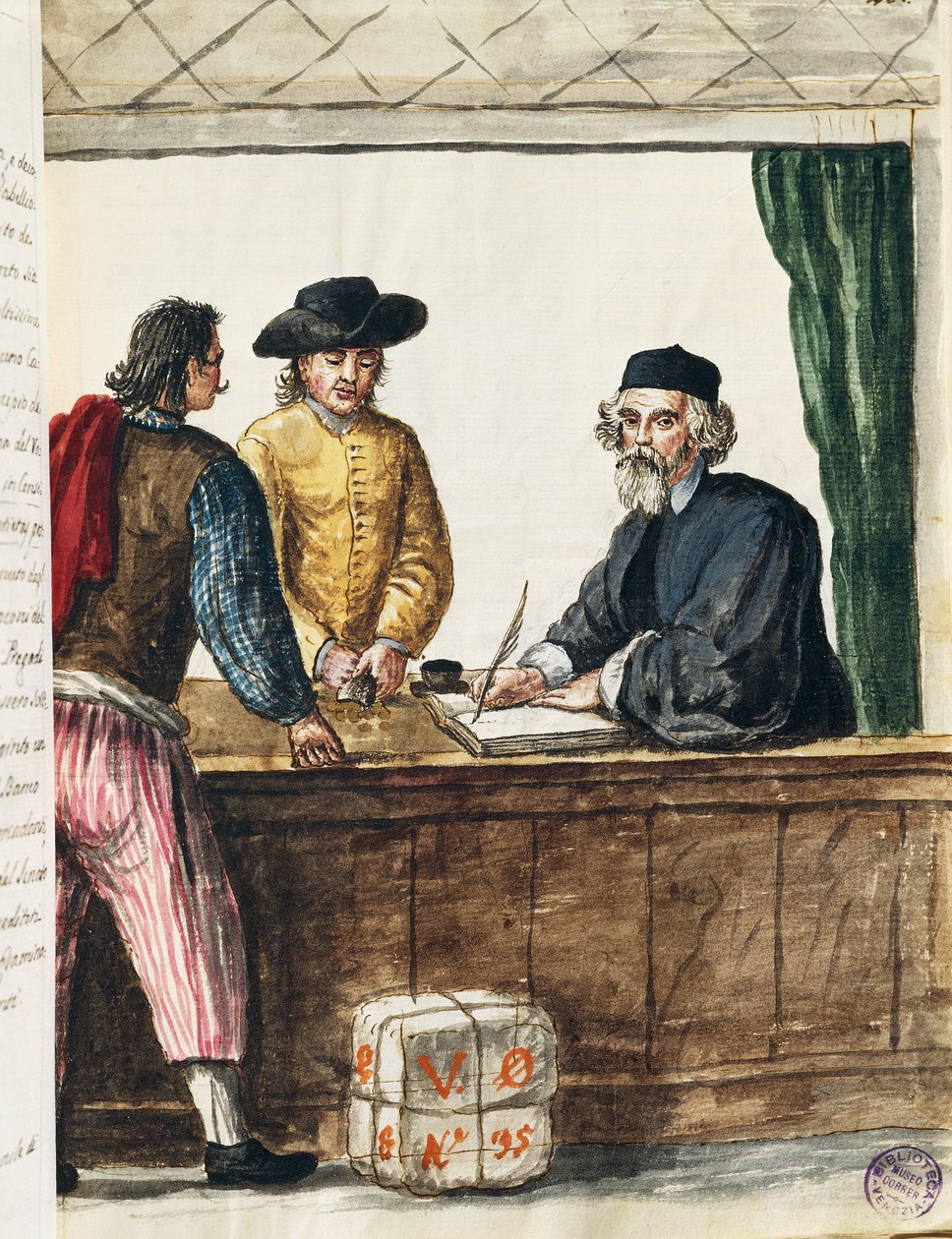 Marchand distingué, illustration du Livre illustré des costumes vénitiens, par Jan Grevenbroeck (1731-1807) - Jan van Grevenbroeck