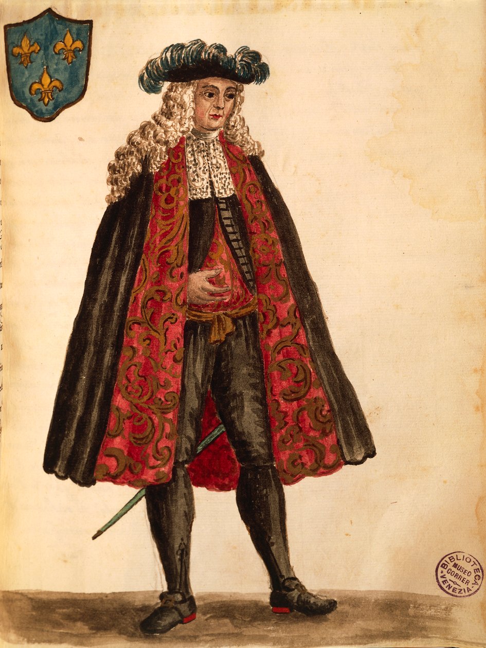 Ambassadeur français, Gli Abiti de Veneziani, livre illustré de costumes - Jan van Grevenbroeck