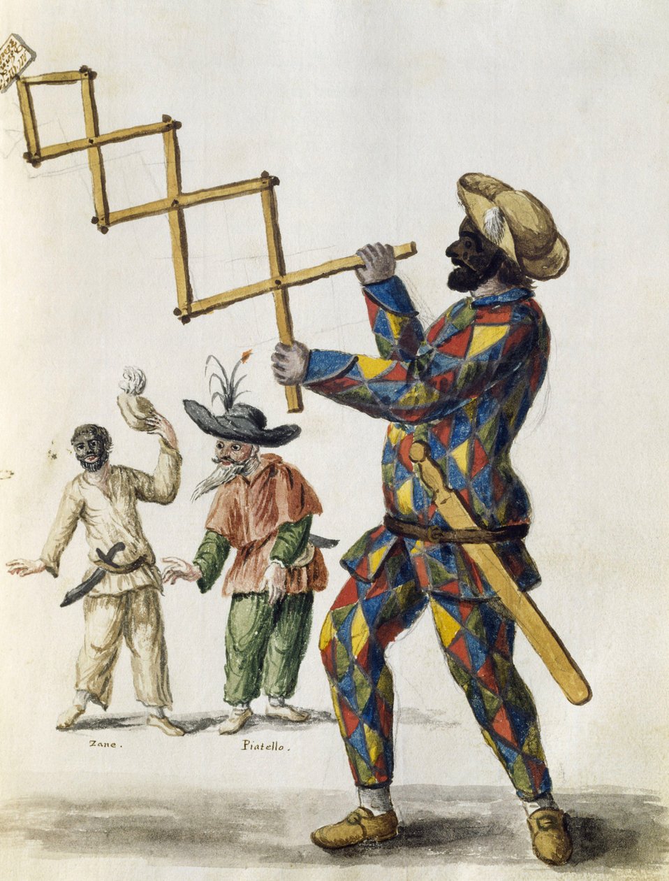 Arlequin, aquarelle des Vêtements vénitiens, de presque tous les âges, recueillis et peints au XVIIIe siècle - Jan van Grevenbroeck