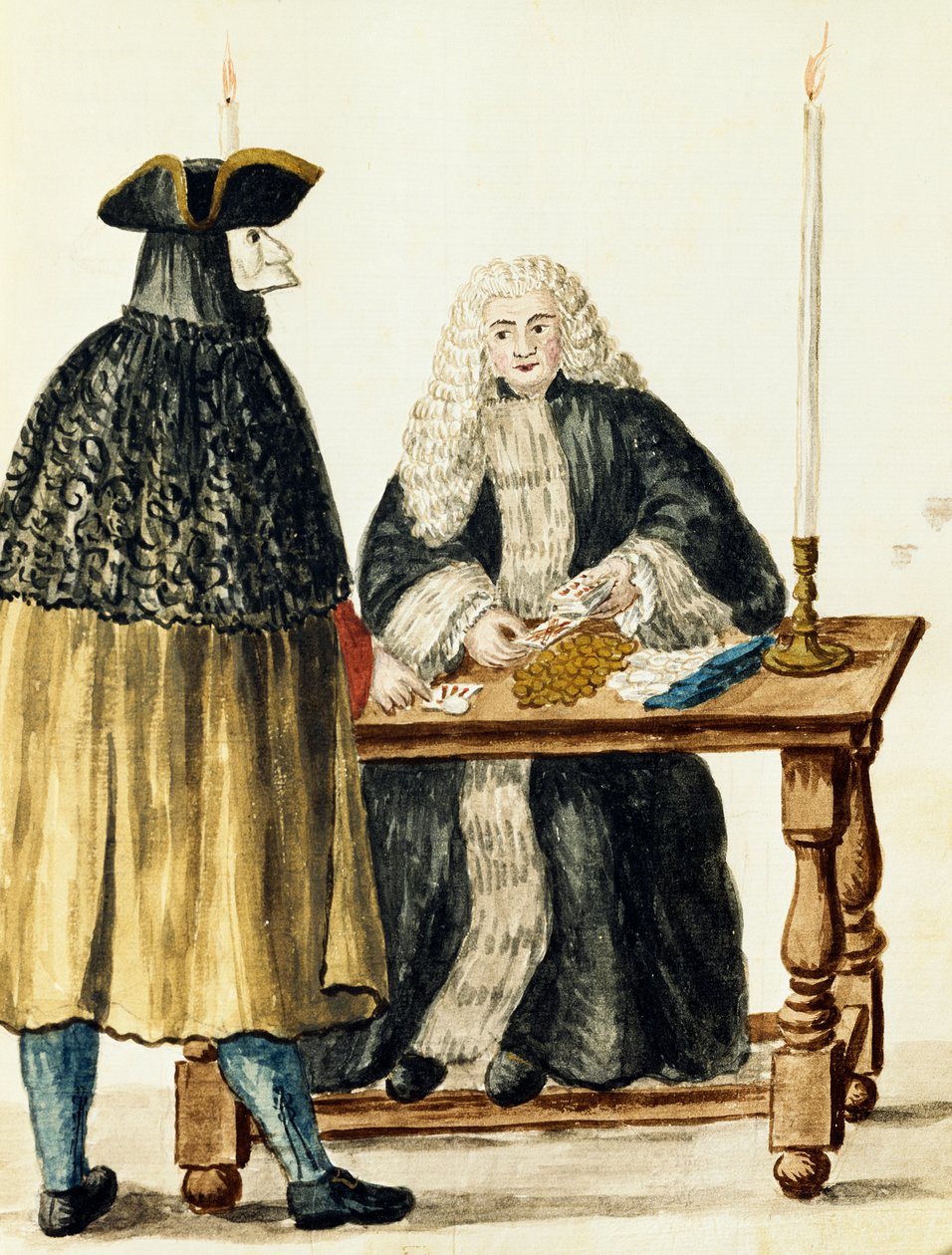Magistrat jouant aux cartes avec un homme masqué, par Jan Grevenbroeck (1731-1807), Italie - Jan van Grevenbroeck
