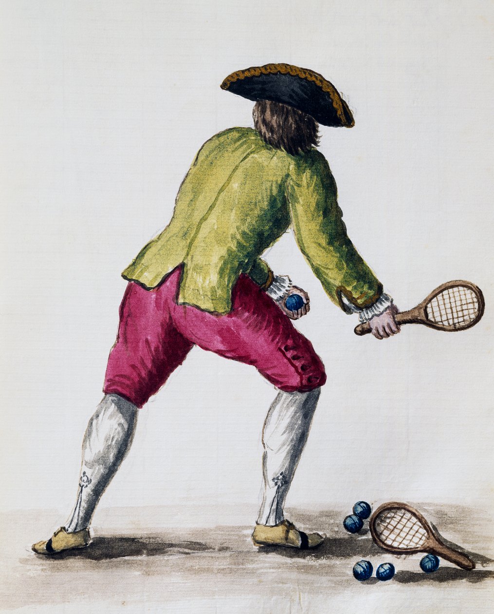 Homme jouant avec raquette et balles, du Livre illustré des costumes vénitiens, Italie - Jan van Grevenbroeck