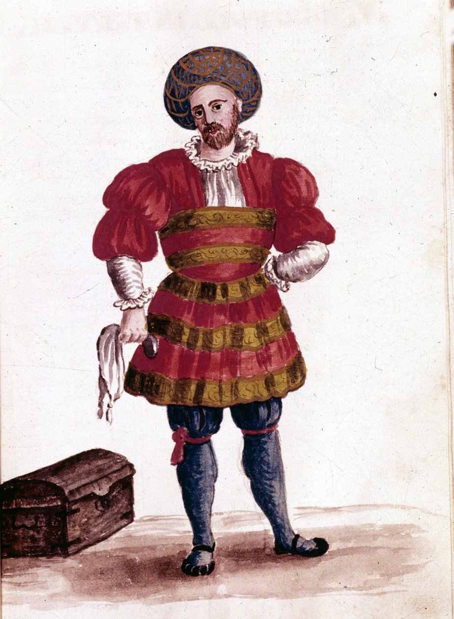 Marchand de Venise au 15e siècle. Dessin à l