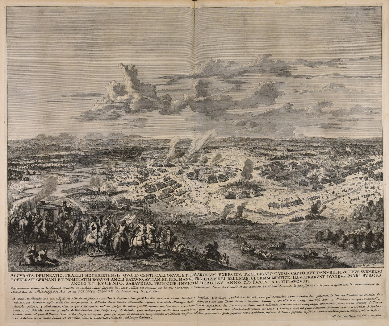 Accurata delineatio praelii Hochstetensis quo ingenti Gallorum et Bavarorum exercitu profligato caeso capto ...  Representation exacte de la fameuse bataille de Hochstet ... - Jan van Huchtenburgh