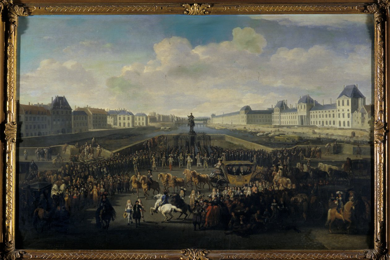 Louis XIV approchant du Pont Neuf, Paris - Jan van Huchtenburgh