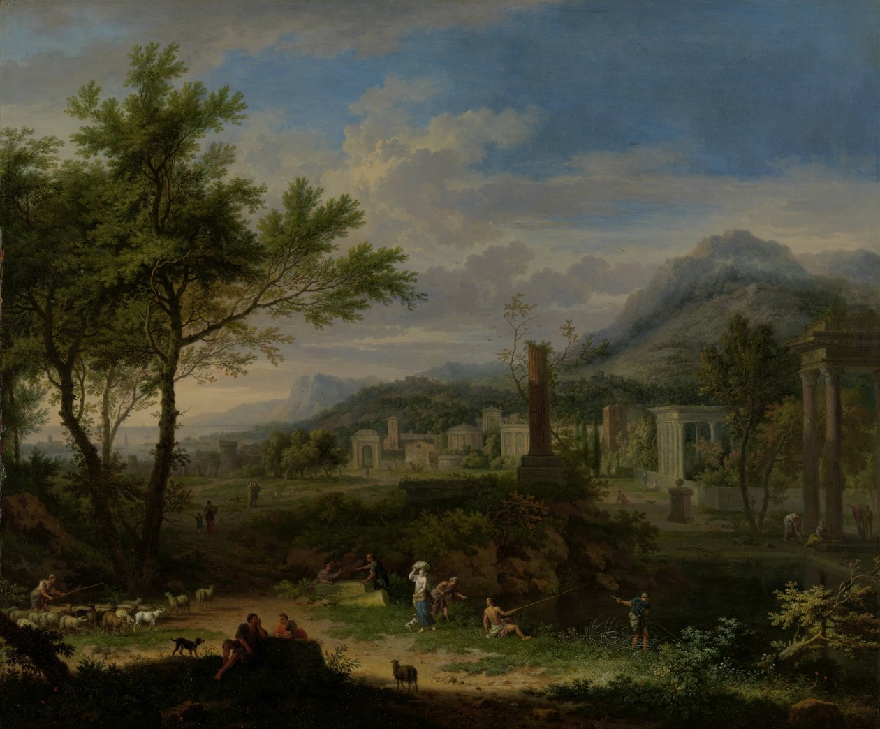 Paysage arcadien avec des pêcheurs - Jan van Huysum