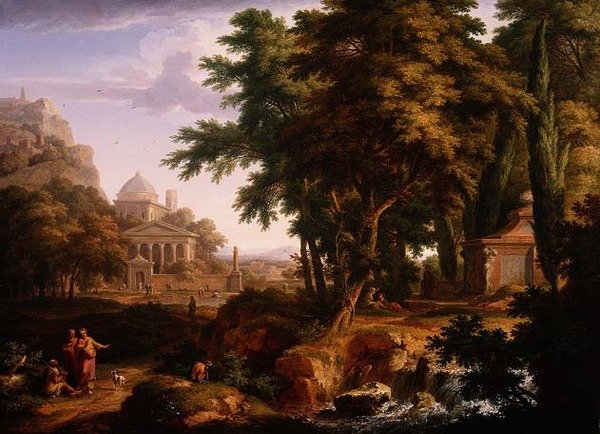 Paysage arcadien avec Saint Pierre et Saint Jean guérissant l