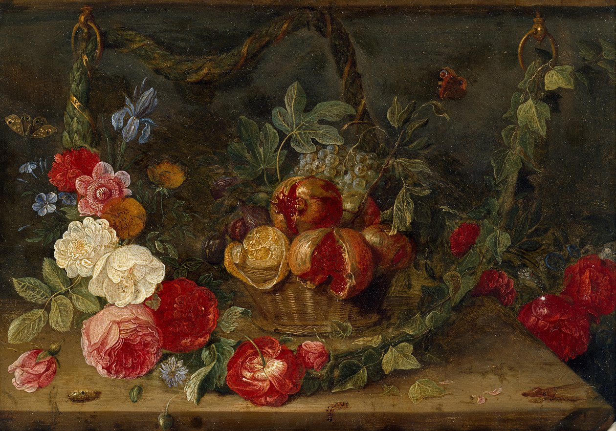 Composition de nature morte décorative avec un panier de fruits - Jan van Kessel
