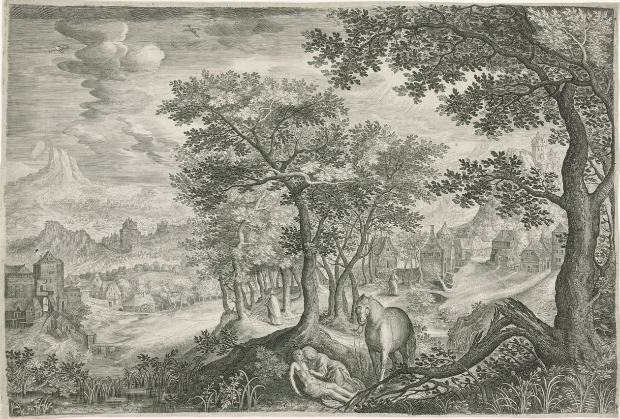 Paysage de montagne avec le Bon Samaritain - Jan van Londerseel
