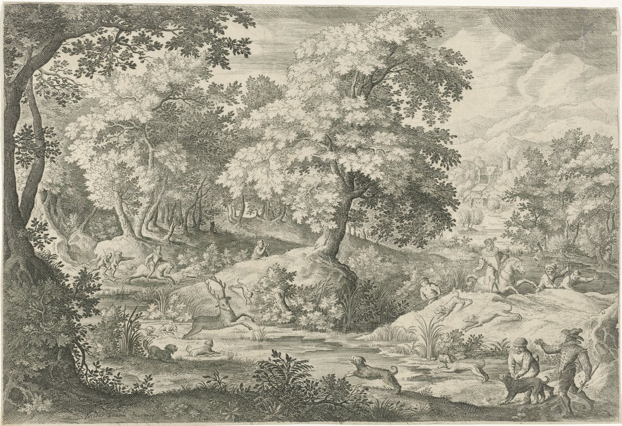 Chasse au cerf dans un marais - Jan van Londerseel