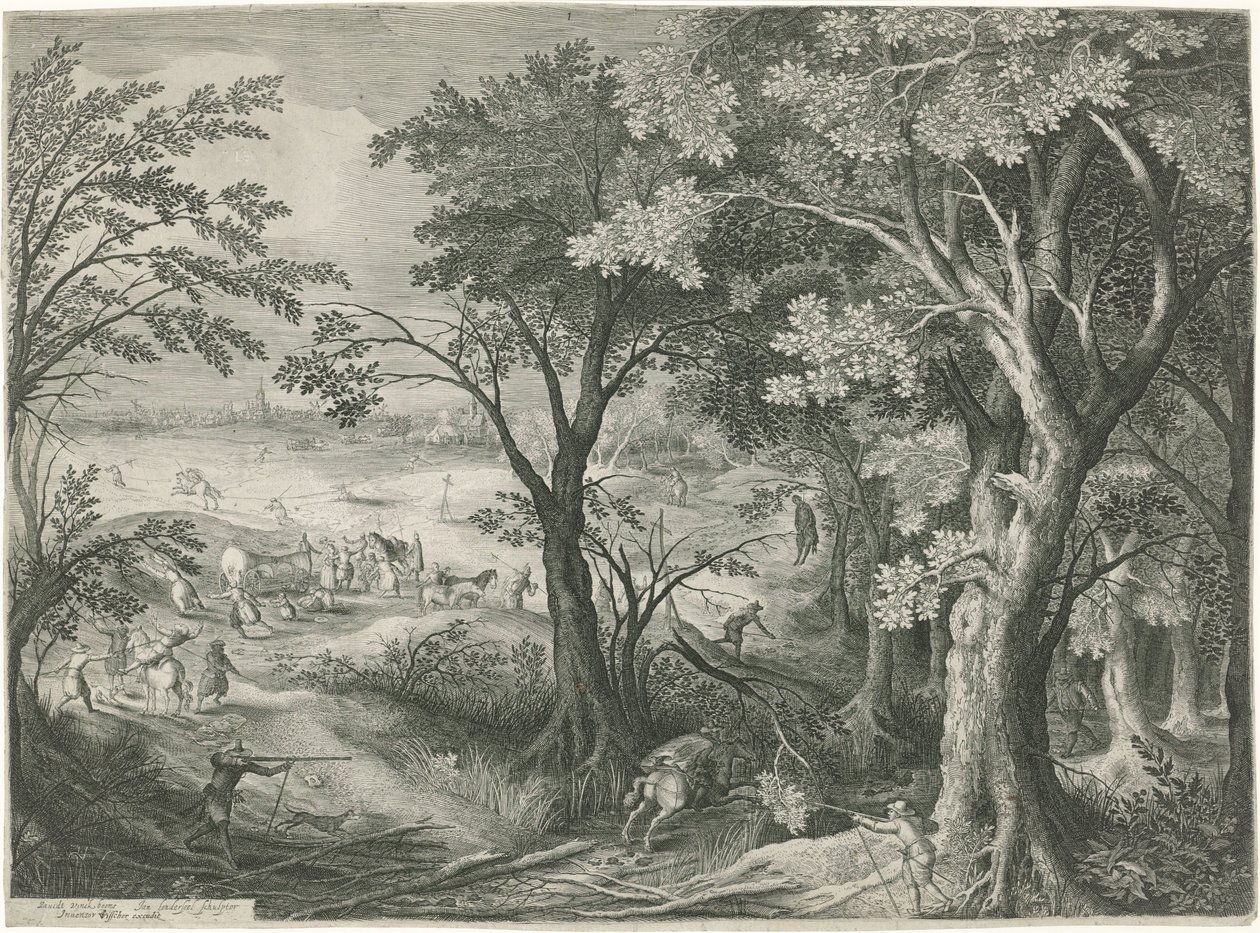Des brigands attaquent des voyageurs dans un paysage - Jan van Londerseel