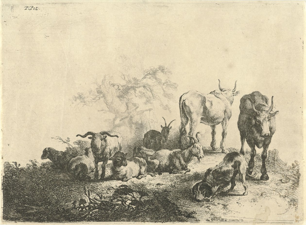 Paysage avec bétail et une laitière - Jan van  Noordt