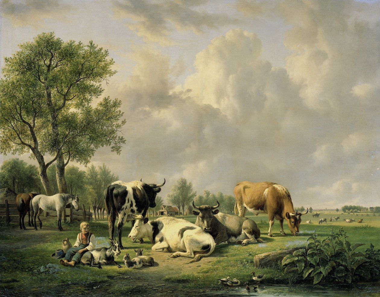 Prairie avec animaux - Jan van Ravenswaay