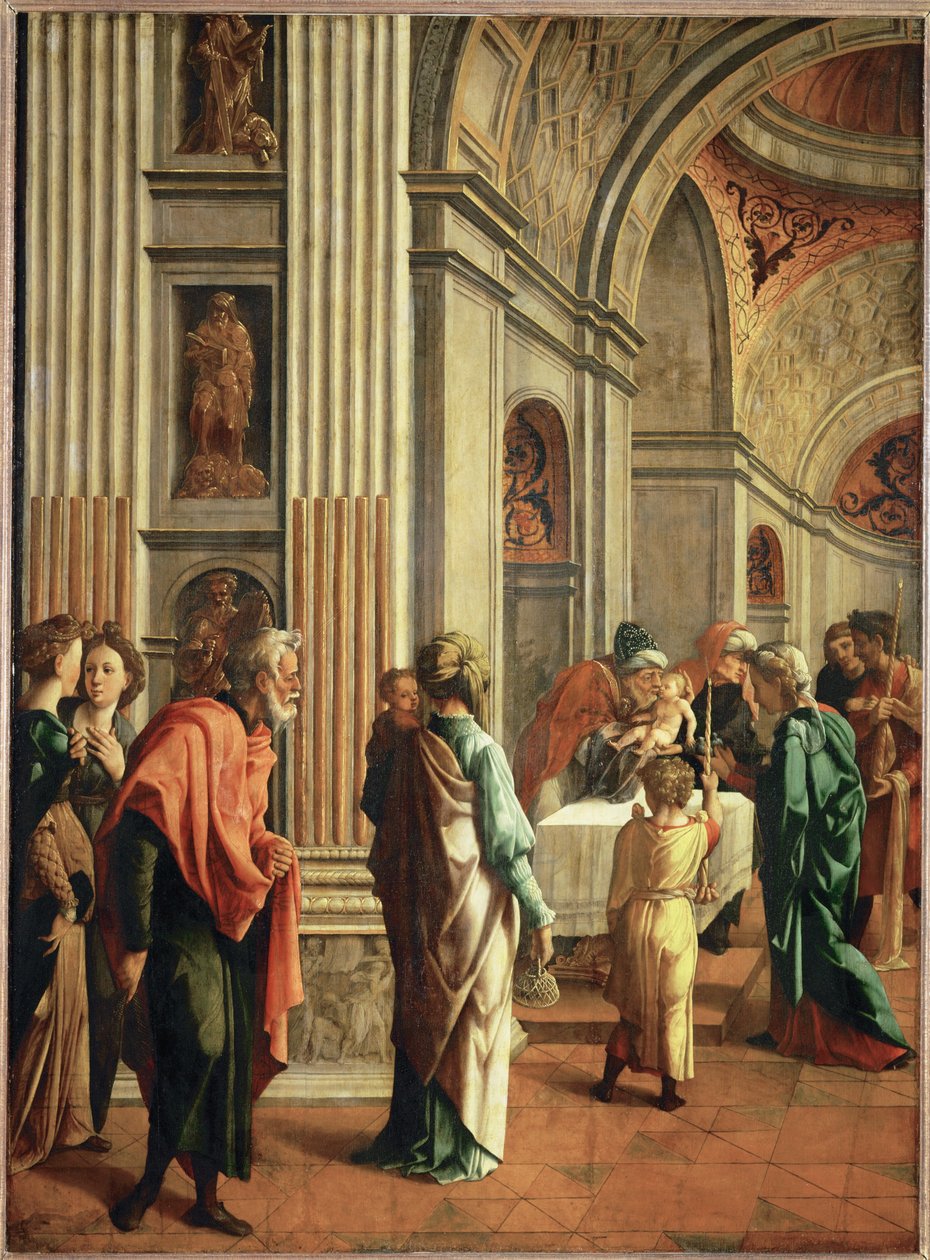 Jésus amené au temple (peinture sur bois de chêne) - Jan van Scorel