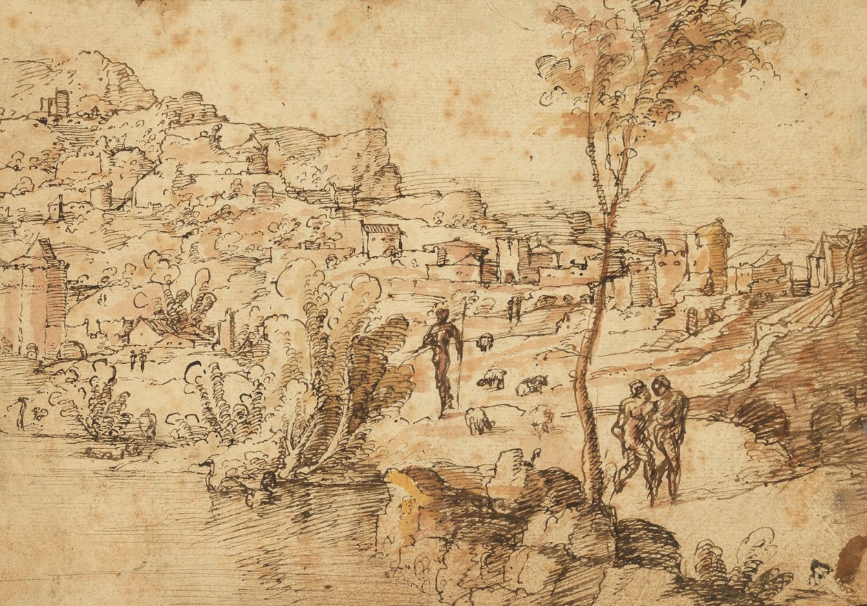 Paysage avec bergers près d
