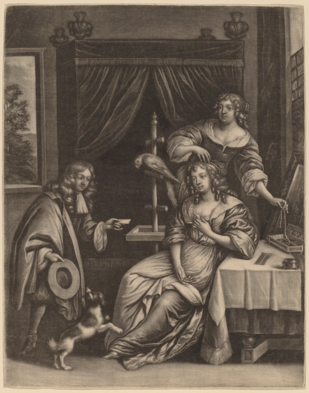 Garçon livrant une lettre à une femme - Jan van Somer