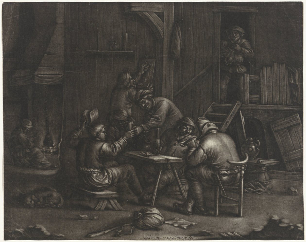 Auberge avec des hommes buvant - Jan van Somer