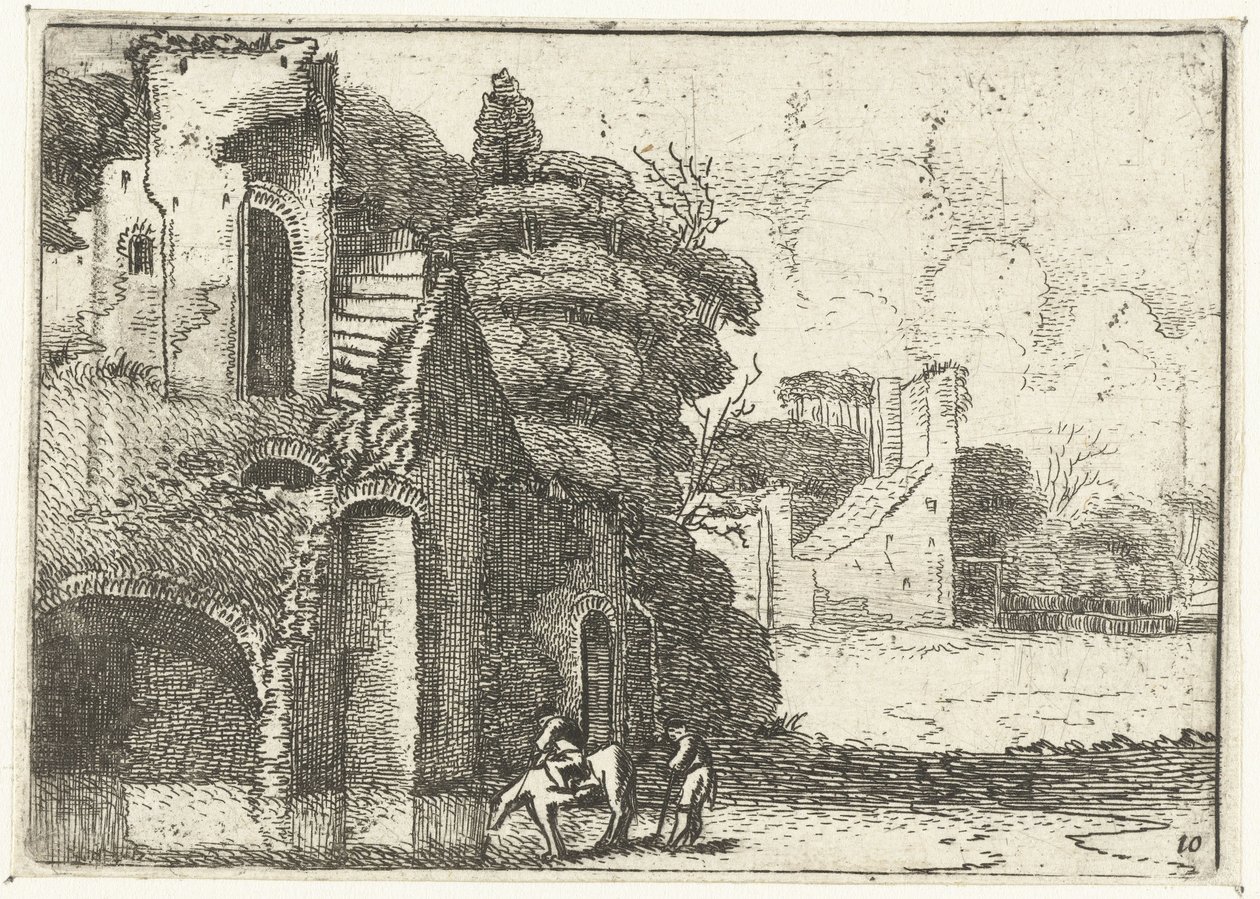 Cheval buvant près de ruines - Jan van de Velde (II)