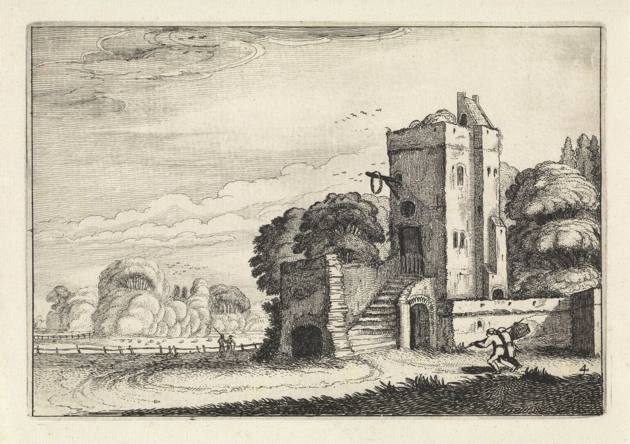 Figures avec une cage à oiseaux près d
