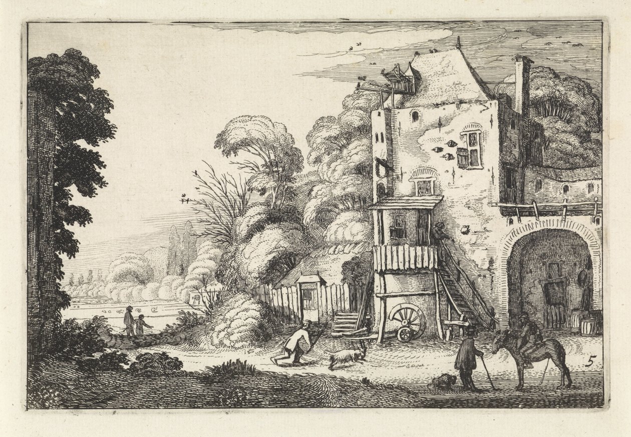 Auberge dans un paysage Amenissimae aliquot requculae (titre de la série) - Jan van de Velde (II)
