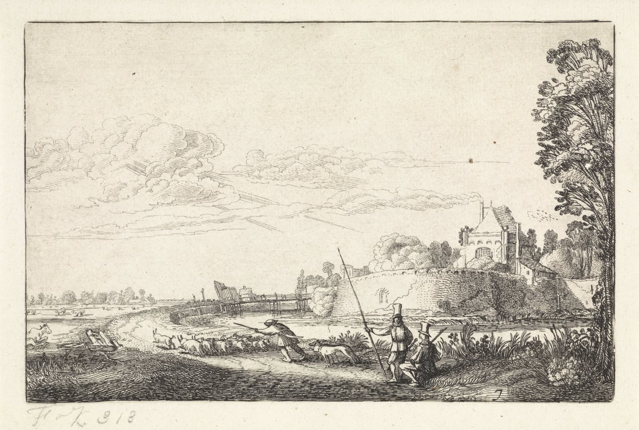 Paysage avec la Zijlpoort à Haarlem (Paysages, Amenissimae aliquot requculae) - Jan van de Velde (II)