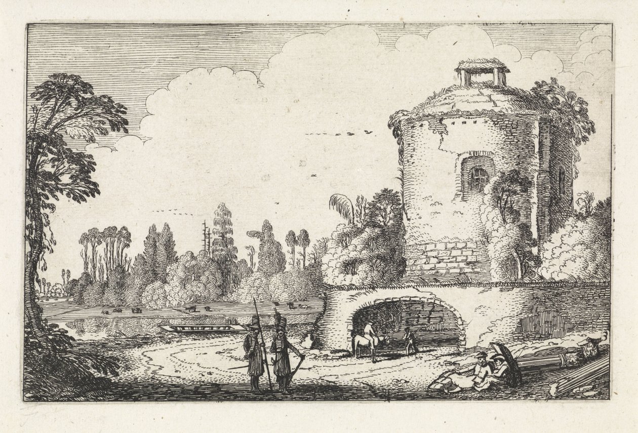 Paysage avec une tour ronde (Landschappen, Amenissimae aliquot requculae) - Jan van de Velde (II)