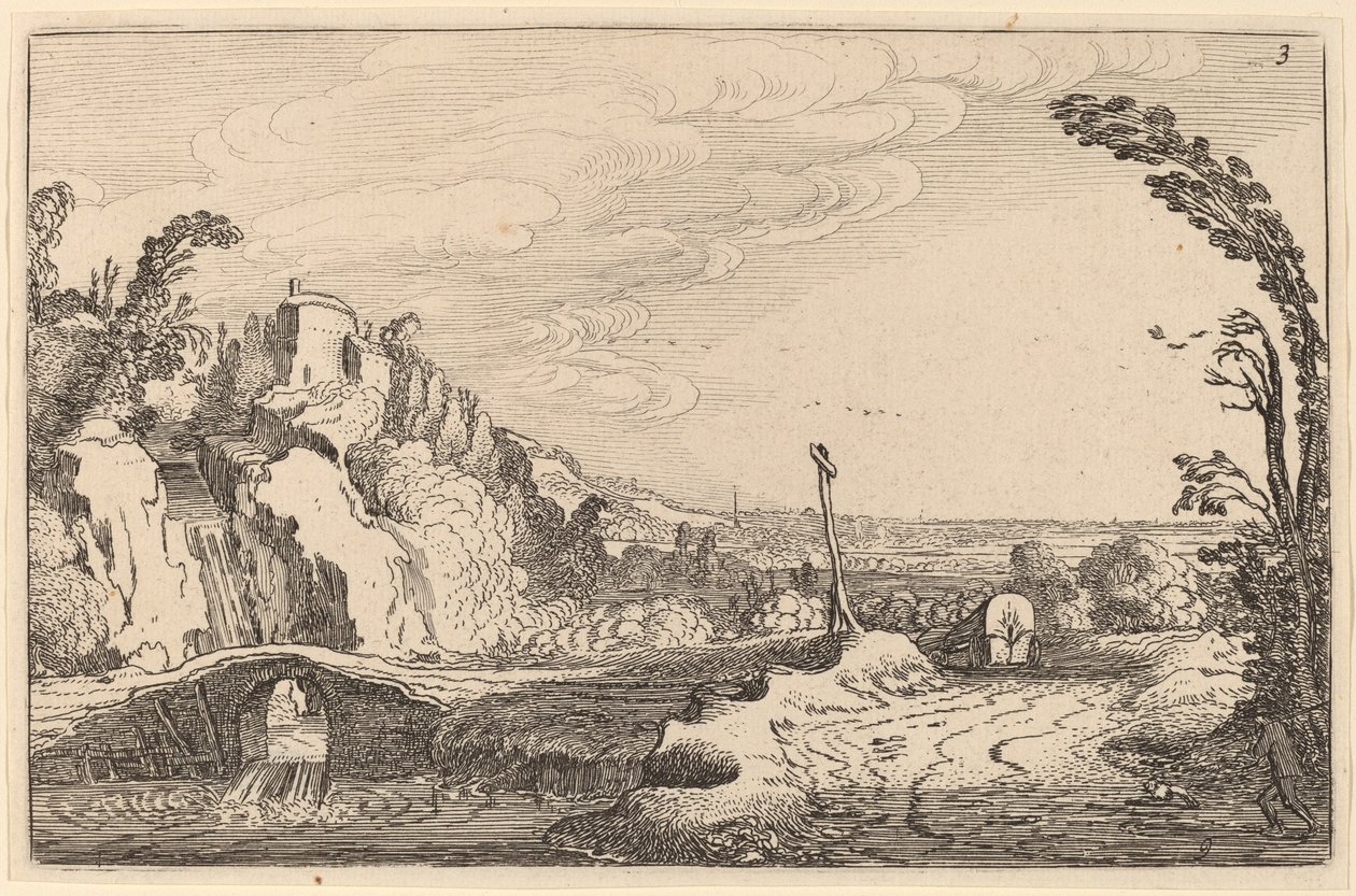 Cascade sous un pont de pierre - Jan van de Velde II