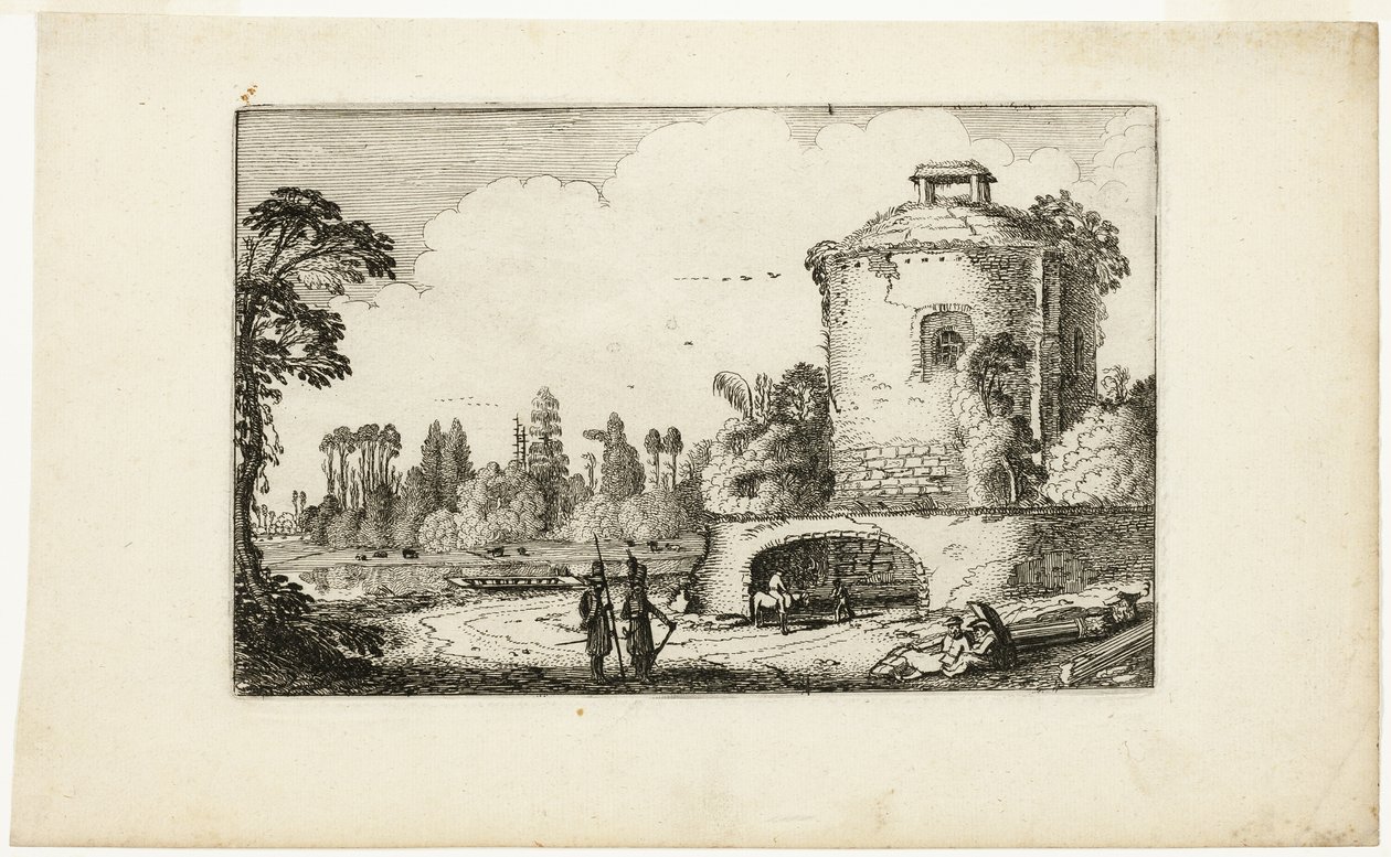 Paysage avec une tour ronde - Jan van de Velde II