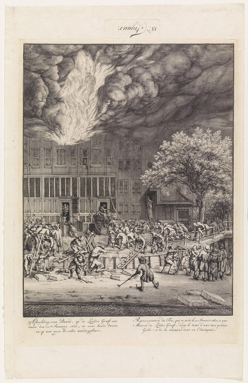 Incendie sur le Leidschegracht, 1684 - Jan van der Heyden