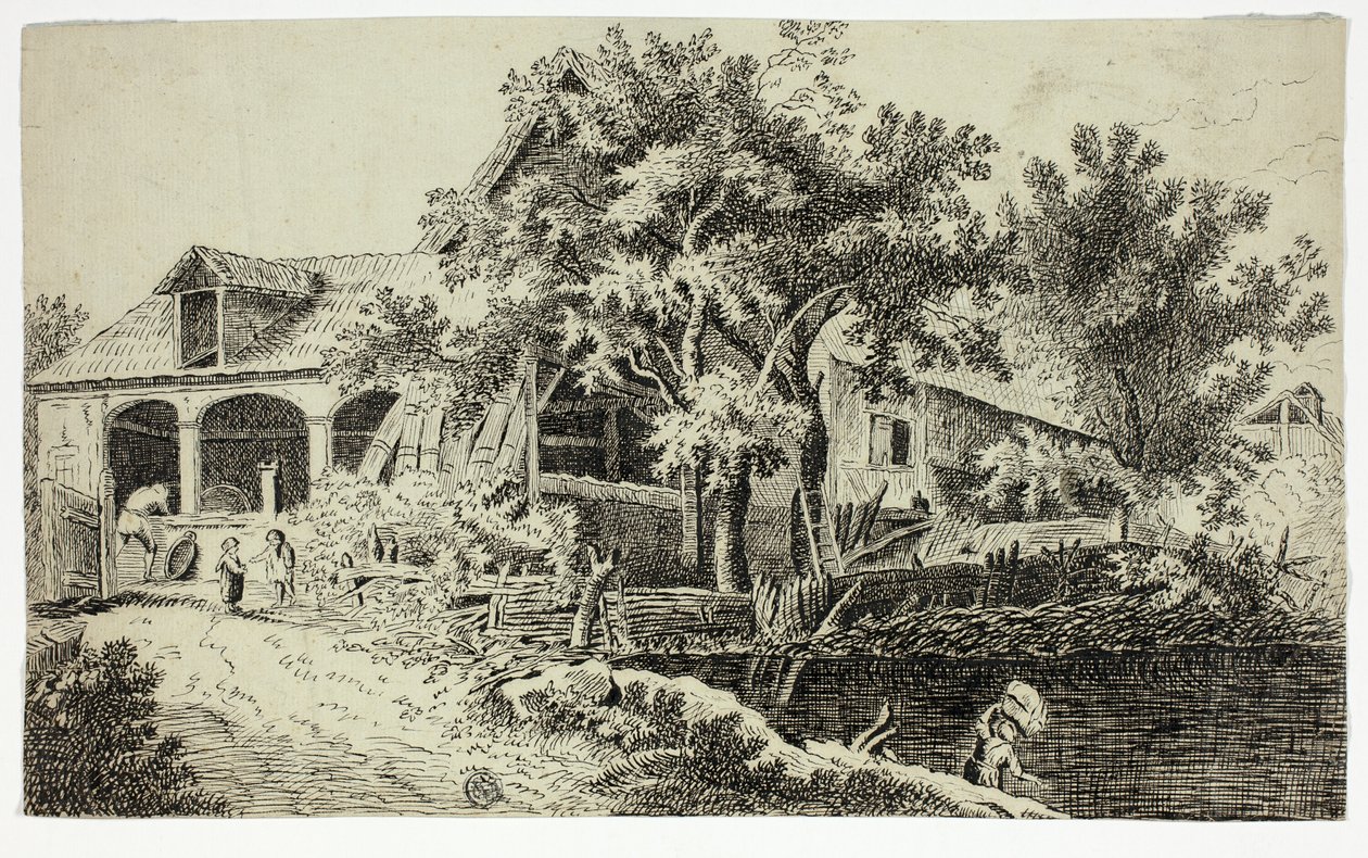 Moulin au bord du ruisseau - Jan van der Straet