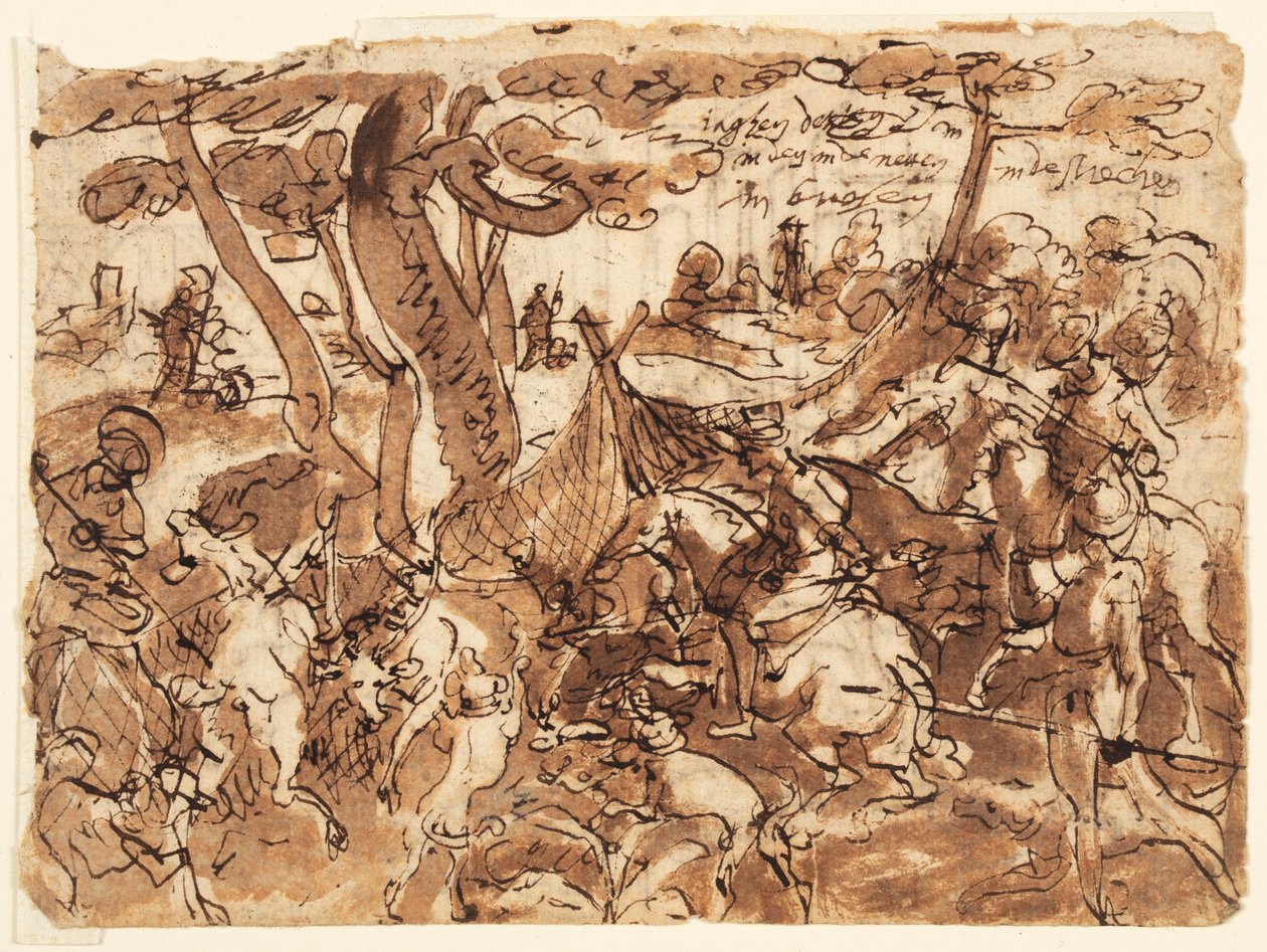 Chasse au cerf avec filets - Jan van der Straet, called Stradanus