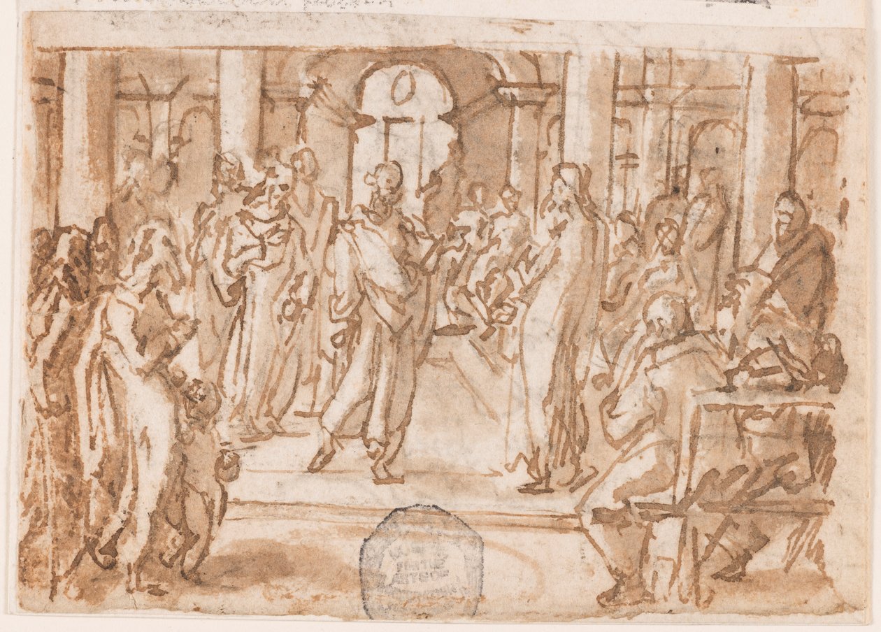 Pierre et Jean interrogés par le Haut Conseil, conception préliminaire pour "Spiritus Scientiae" (L