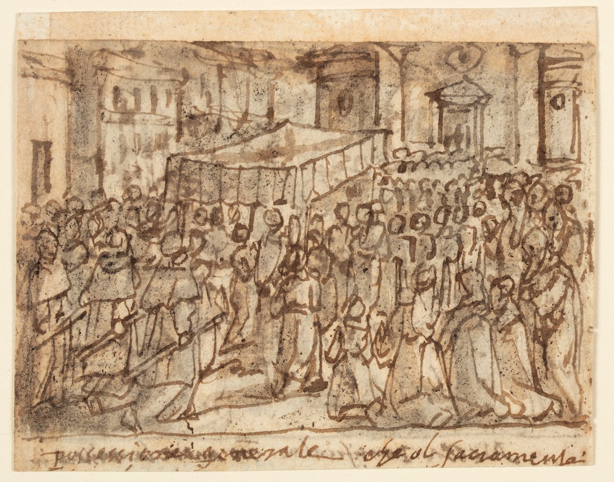 Page de carnet de croquis avec procession avec l