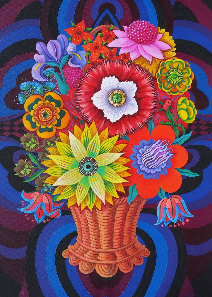 Fleurs dans un panier, 2013 - Jane Tattersfield