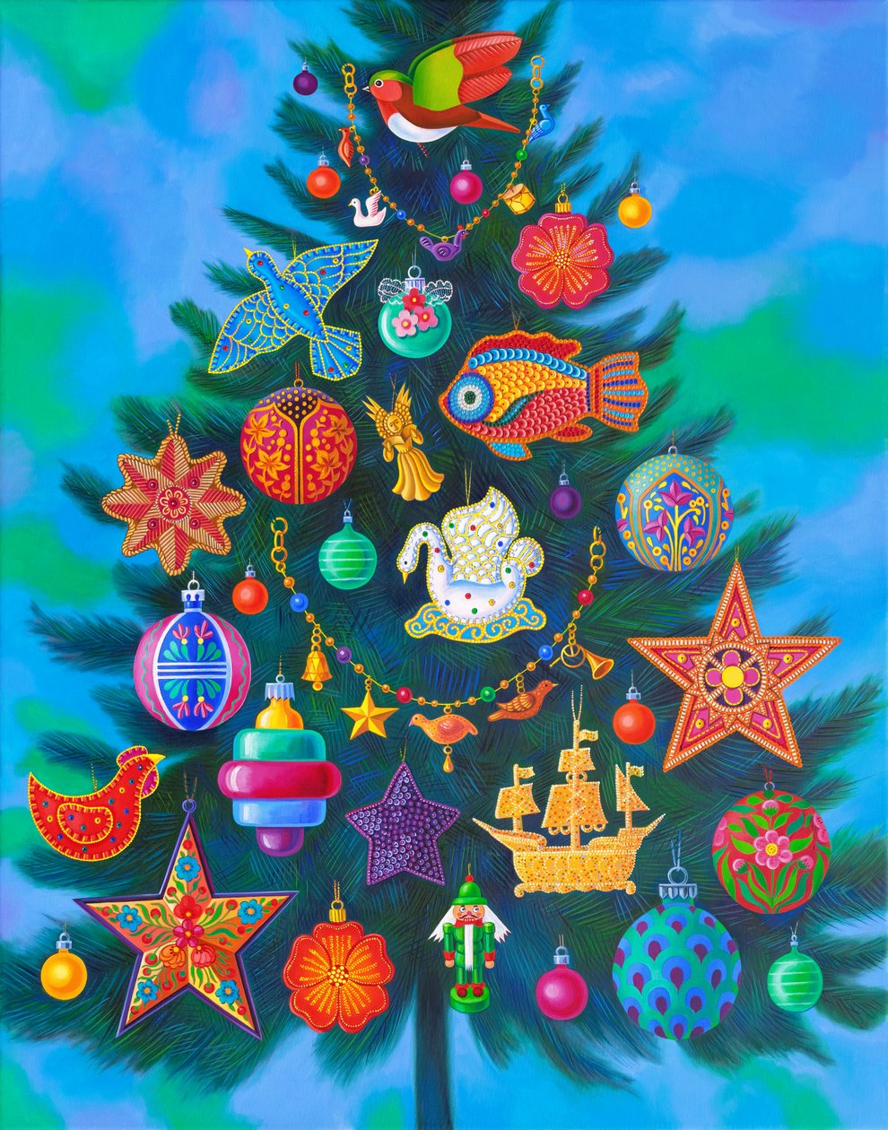 Arbre de Noël, 2024 (huile sur toile) - Jane Tattersfield