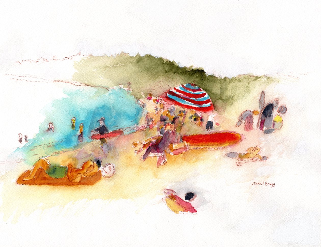 Baigneurs et surfeurs à Hanalei Bay, vers 2019 - Janel Bragg