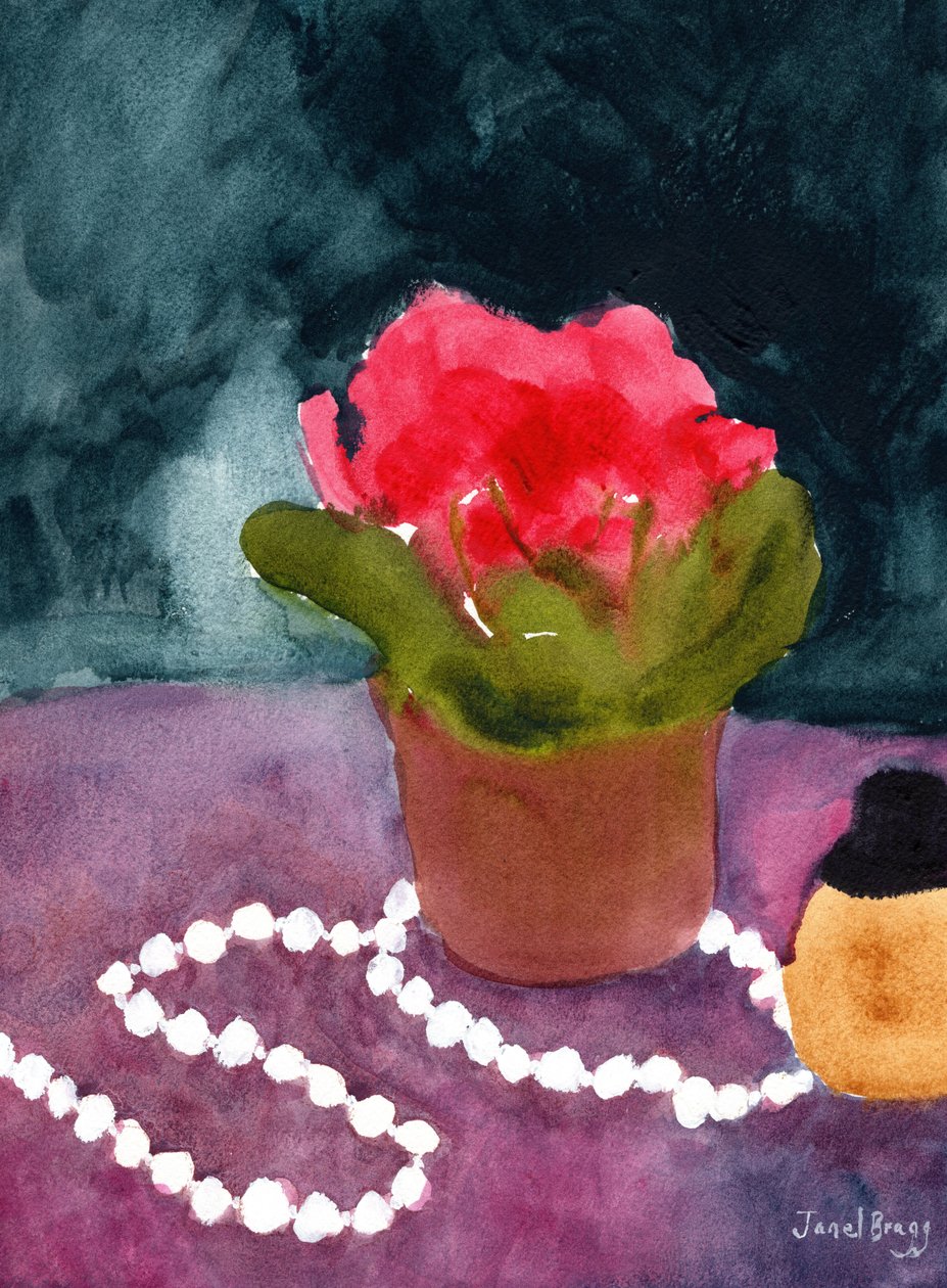 Nature morte avec perles et flacon de parfum, vers 2024 - Janel Bragg