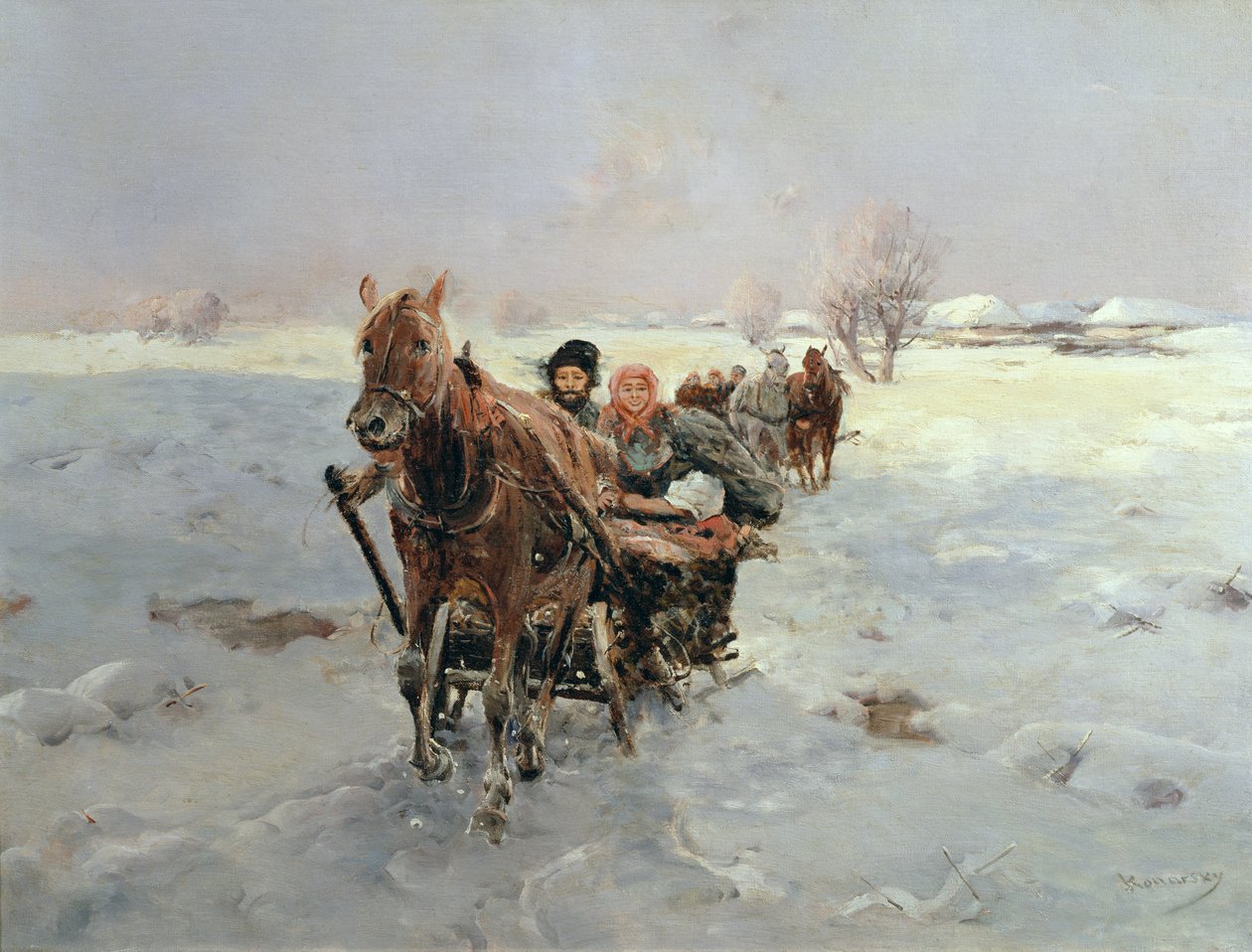 Traîneaux dans un paysage d