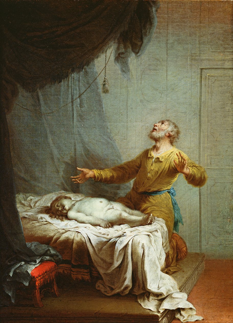Élie, à genoux, invoquant le Seigneur pour ressusciter le fils de la veuve de Shunem - Januarius Zick