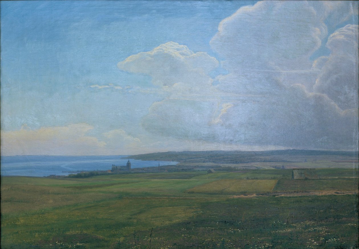 Vue vers Århus depuis le champ de Vorregård - Janus La Cour