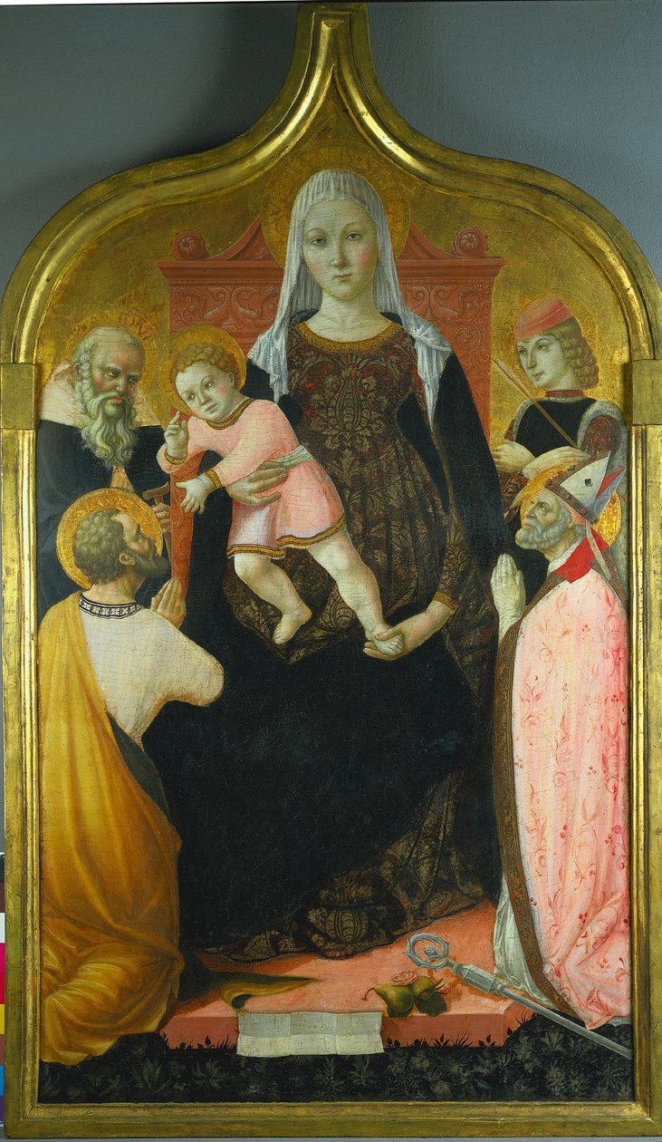 Vierge et enfant, avec les saints Antoine Abbé, Marc, Séverin et Sébastien - Japan, Edo period