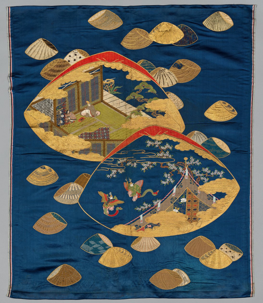 Couverture de cadeau (Fukusa) avec jeu de coquillages du Conte de Genji - Japan, Meiji period