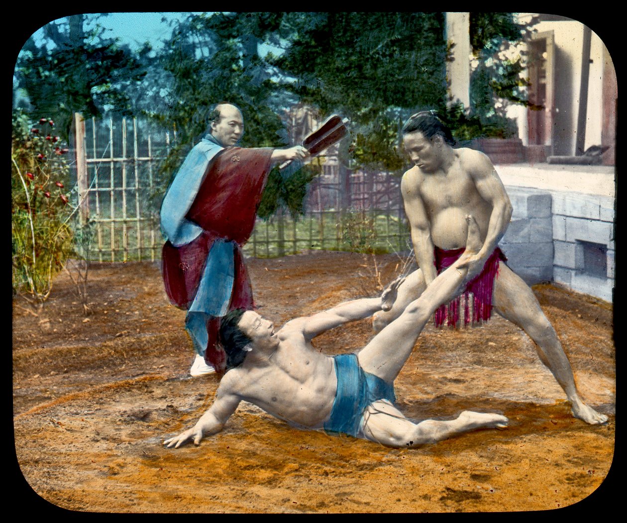 Lanterne magique de lutteurs de sumo, 1895 - Japanese School